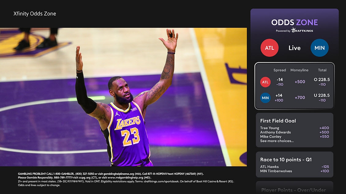 Xfinity Odds Zone: Live Odds with DraftKings & FanDuel
