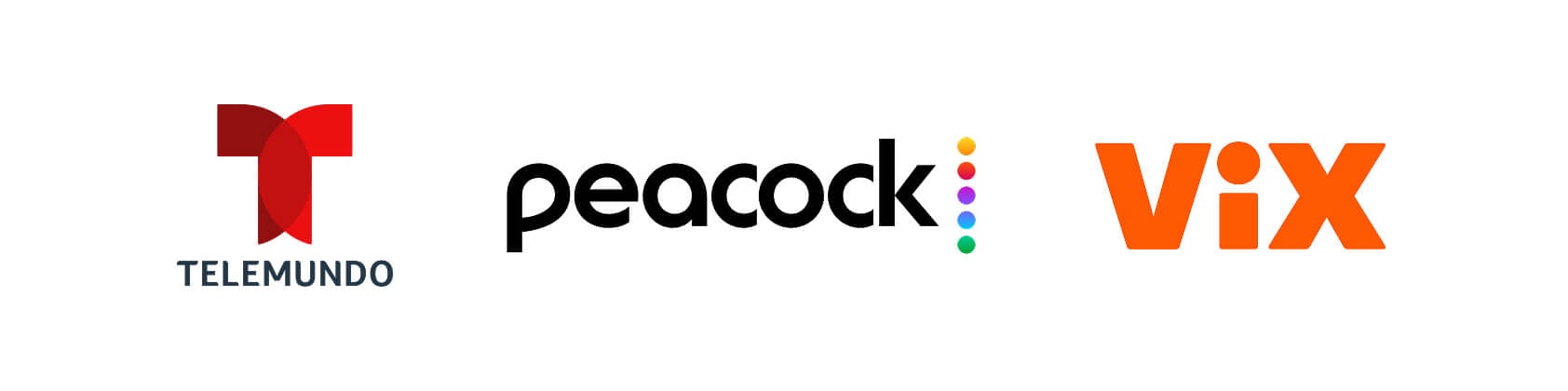 Telemundo, Peacock, Vix Logos