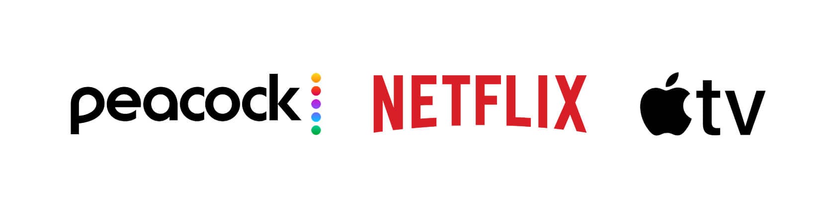Peacock, Netflix, Apple TV logos